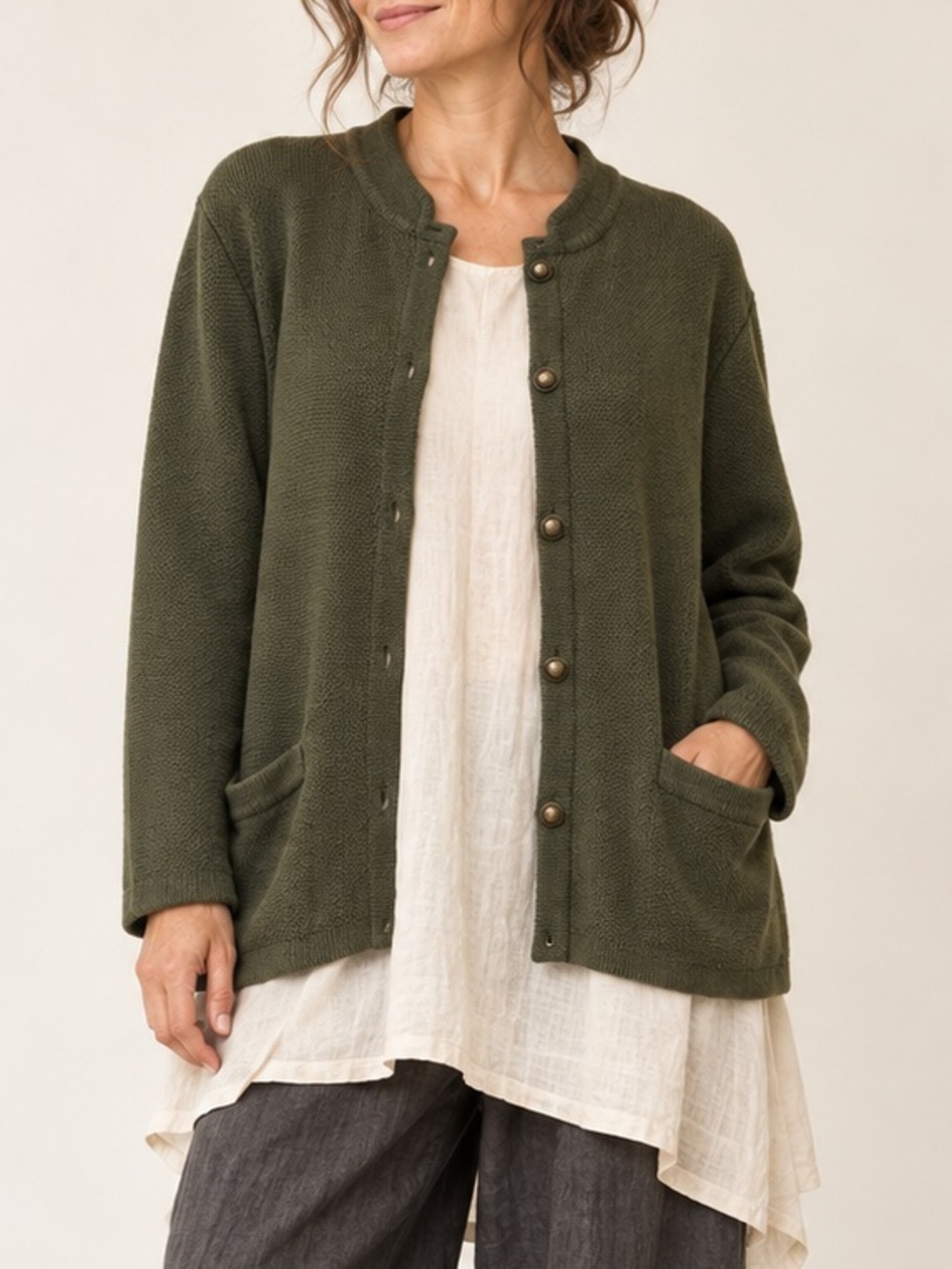 Vtg Koret Olive Green Thick Knit Cardigan Sweater XL | Cottagecore, Grandpa core